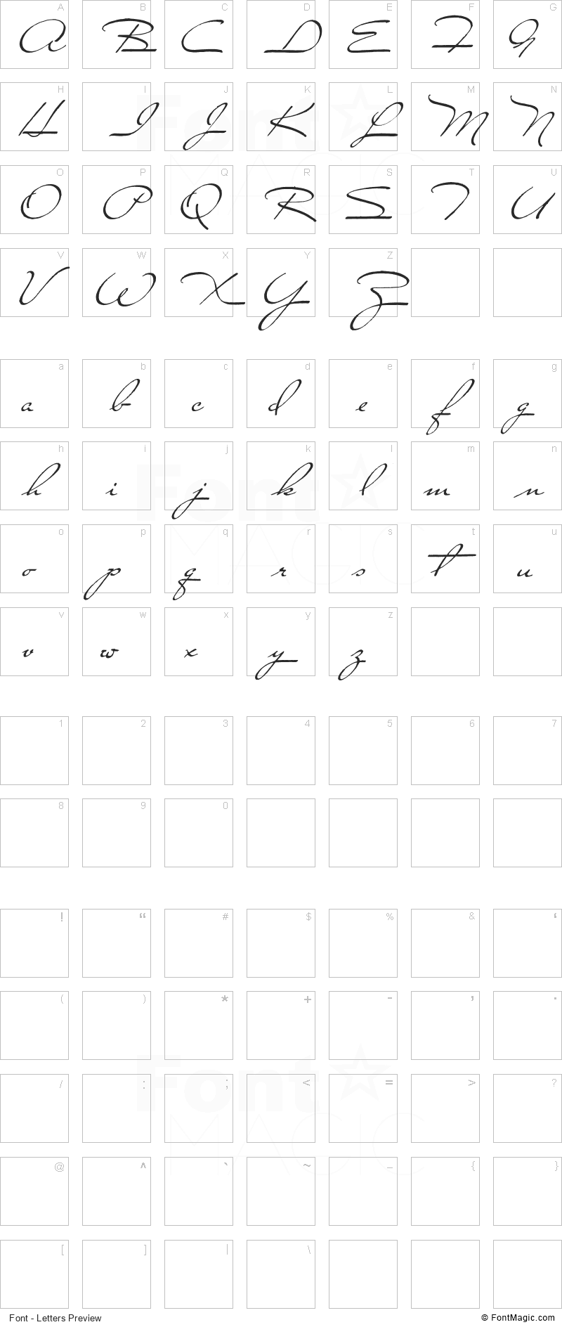 Close to You Font - All Latters Preview Chart